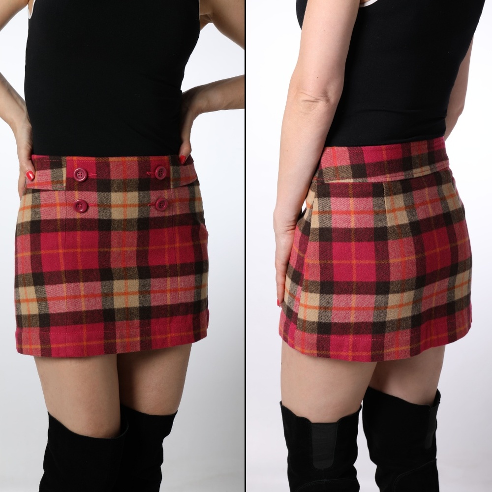 Pink plaid mini skirt Kids Size 14 or adult xs